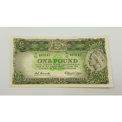 1961 Commonwealth of Australia QEII One Pound Bank Note