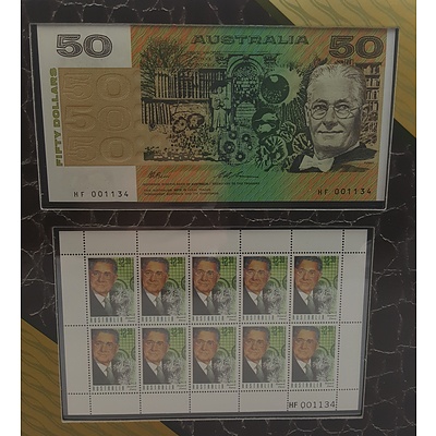 Commemorative Note and Stamp Portfolio - Howard Florey limited edition 1134 of 3500