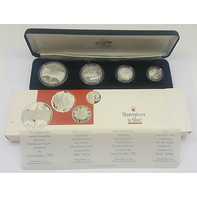 1988 Royal Australian Mint Master Pieces of Silver Cased Sterling Silver Commemorative Coin Set