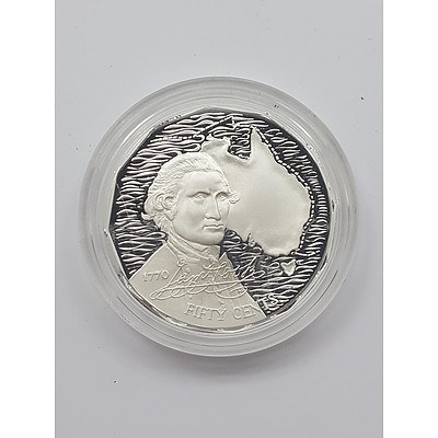 1989 Sterling Silver Masterpieces in Silver Gem Uncirculated Fifty Cent Coin - Captain James Cook