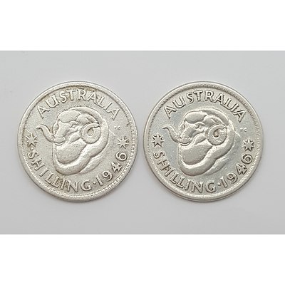 Both 1946 Australian Shillings - More Common 1946 Shilling with the Scarce Dot Before S 1946 Shilling