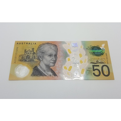 Next Generation First Prefix AA18 Australian Fifty Dollar Note