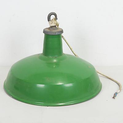 Vintage Industrial Green Enamelled Metal Warehouse Light Shade