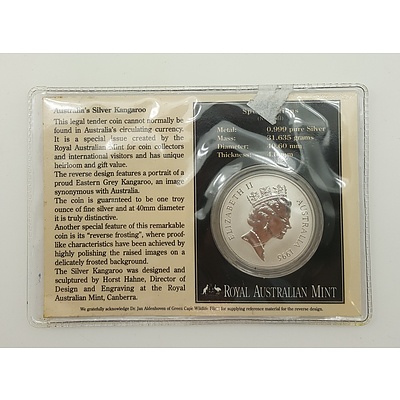 Bullion Coin 1995 Silver Kangaroo with One Troy Ounce of Pure Silver