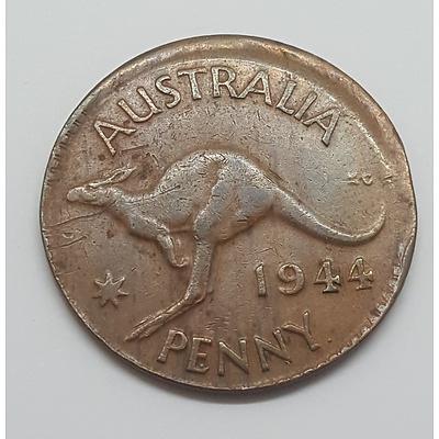 Error Coin - 1944 Australian Penny Misstrike (Broadstrike)