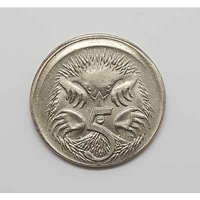 Error Coin - 2001 Australian Five Cent Piece with Off Centre Misstrike and Bottle Capping