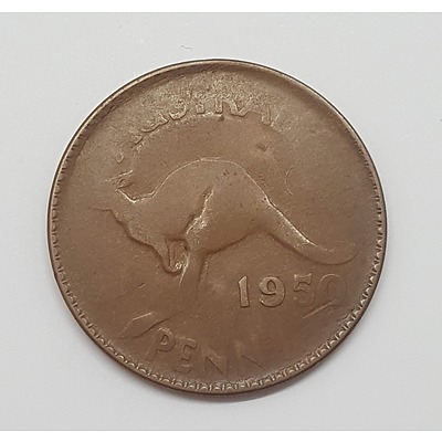Error Coin - 1950 Australian Penny - Massive Weak Strike