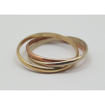 9ct Trinity Gold Ring- Yellow, White and Rose Gold