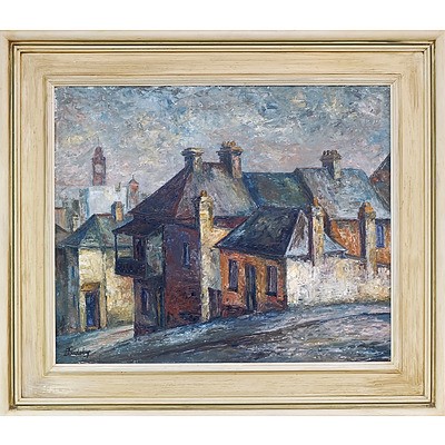 Doreen Gadsby (1926-) Street Scene Oil on Board