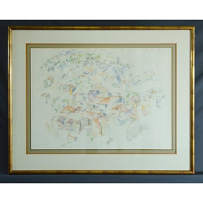 NOVITZ, Charlotte (USA): Rooftops. Cotignac, France, 1986. Watercolour