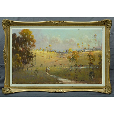 NOLTE, Frederick: 'Home from School, Yass,' NSW. Oil on Board