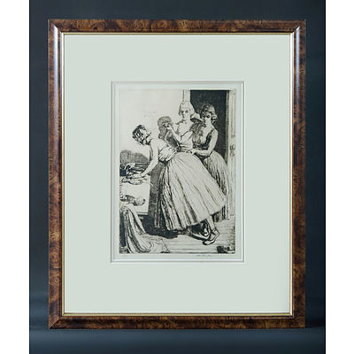 THOMPSON, Ernest H (New Zealand 1891-1971) 'Preparing for Ballet,' 1930 Drypoint 1/75