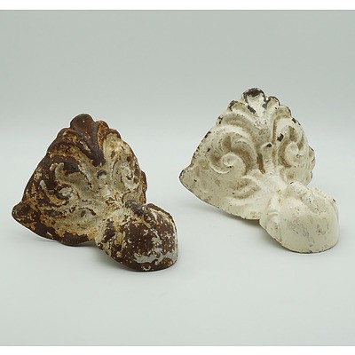Pair of Victorian Painted Cast Iron Ball and Claw Feet