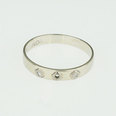 18ct White Gold Wedding Ring With Two Small Diamonds