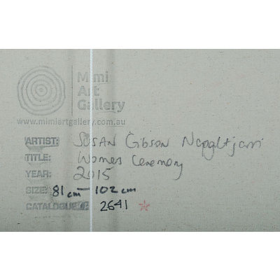 NAPALJARRI, Susan Gibson (b.1972) 'Women's Ceremony,' 2015. Stamp verso for Mimi Art Gallery, cat 2641. Certificate of authenticity available Acrylic on Linen