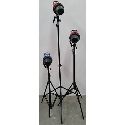 Fotobestway MSC-500 Mini Star Studio Lamps with Tripods - Lot of Three