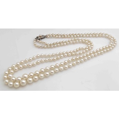 Vintage Pearl Necklace - Double, Graduated