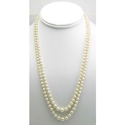Vintage Pearl Necklace - Double, Graduated