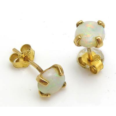 9ct Gold Australian Solid Opal Earrings