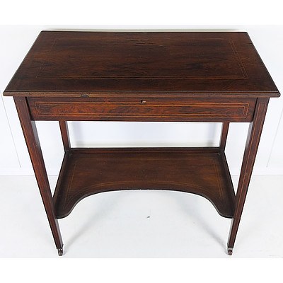Victorian Inlaid Brazilian Rosewood Ladies Mahogany Writing Desk Circa 1880