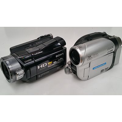 Sony DCR-DVD653E and HDR-SR7E Handycam Camcorders - Lot of Two