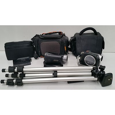 Sony DCR-DVD653E and HDR-SR7E Handycam Camcorders - Lot of Two