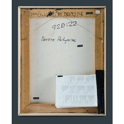 PETYARRE, Dorrie, Untitled. Inscribed verso with artist's name & cat 92D122. Stretcher inscribed 'Commissioned by Delmore' Acrylic on Canvas