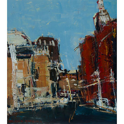 CARROLL, Rachel (b.1975) (2) 'George Street,' acrylic (32x29cm); & 'Red Haze, the Highlands,' May 2000, monotype (15x15cm) 