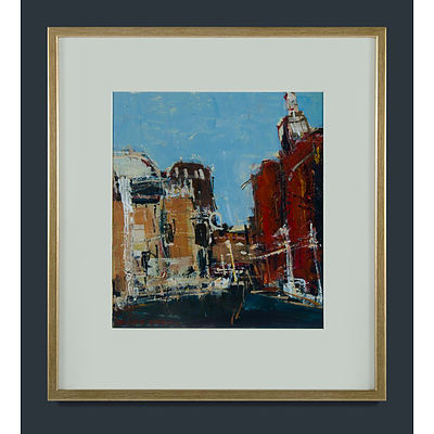 CARROLL, Rachel (b.1975) (2) 'George Street,' acrylic (32x29cm); & 'Red Haze, the Highlands,' May 2000, monotype (15x15cm) 