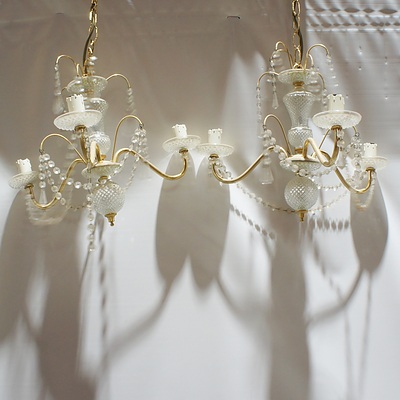Pair of Decorative Cut Glass Ball and Body Electroleirs