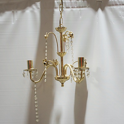 Group of Three Chain Hanging Floral Decorated Electroliers