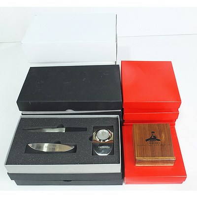 Large Group of Canberra Labeled Table Accessories