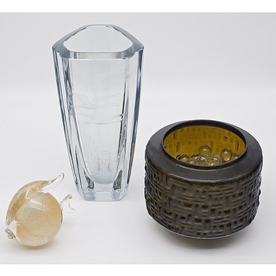 Two Retro Glass Vases Probably Scandinavian and Murano Fish