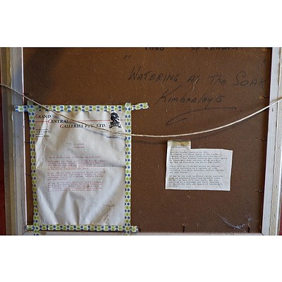 Ewald Rishe (1945-) Watering at the Soak - Kimberleys, Oil on Board