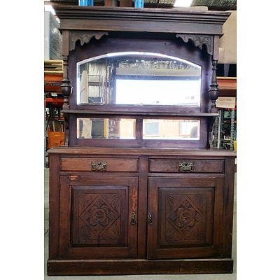 Antique Stained Kauri Pine Buffet and Hutch