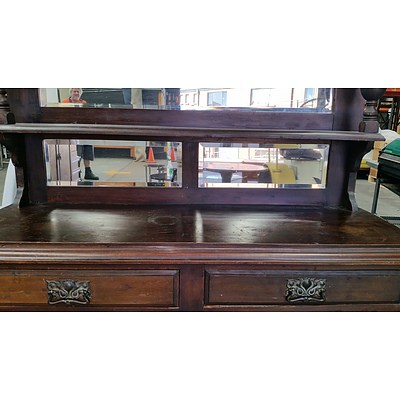 Antique Stained Kauri Pine Buffet and Hutch