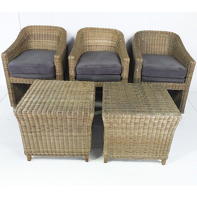 Outdoor Cane Table and Chair Setting