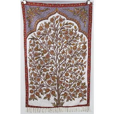 Hand Made Kashmir Crewel Work Silk Rug