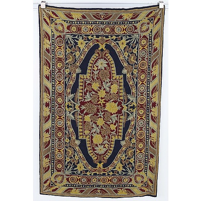 Hand Made Wool Rug in Classical Design, Kashmiri Crewel Work