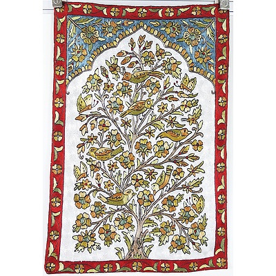 Hand Made Kashmiri Crewel Work Silk Rug