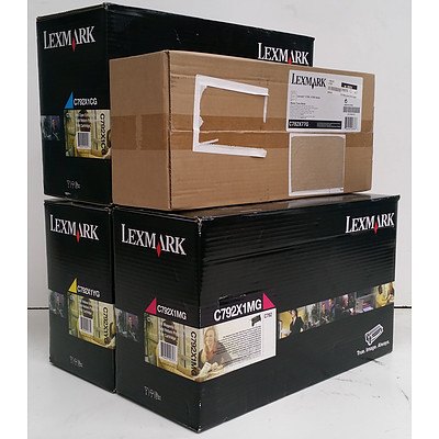 Lexmark Toner Cartridges & Waste Toner Bottle - Lot of Four *Brand New