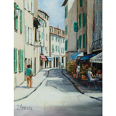 VANDER John (b.1947), 'Hot Summer Day, in St Tropez' , Oil on Canvas Board