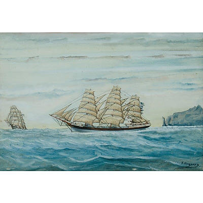 GURZENS ? R (2) , 19th C Ship Portraits. , W/Clr (2)