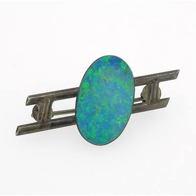 Opal Doublet on a Silver Bar