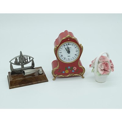 Carved Buddha Head, Glass Light and Other Ornaments