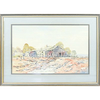 Thomas Frank Offord (1929-) Wonnaminta Woodshed Watercolour