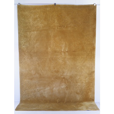 Large Chinese Hand Knotted Sculpted Wool Pile Carpet, Mid 20th Century