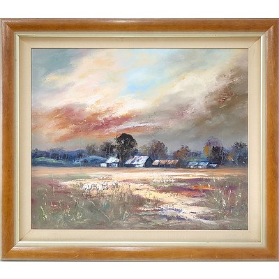 Anita Newman (1946-) Days End On The Plains Oil on Canvas