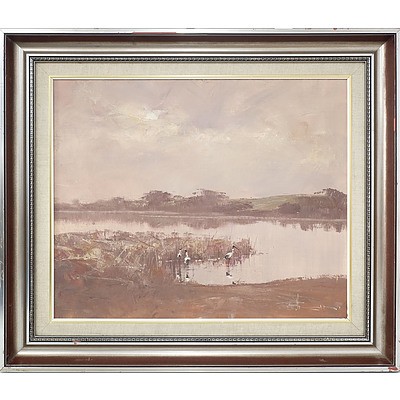 Robert Hagan (1947-) Egret Inlet Oil on Board