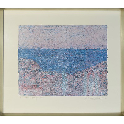 Artist Unknown (Greek) Oceanside Town, Offset Print Edition 18/115